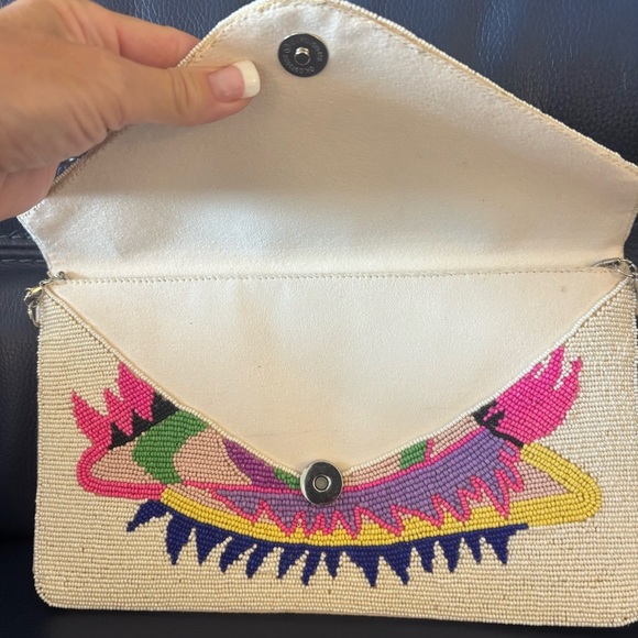 Elegant Evil Eye Pink and Cream Clutch - Picture 4 of 7